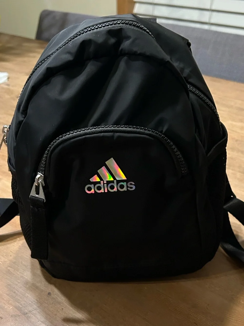 adidas Black Mini Backpack with Iridescent Logo - Picture 3 of 10